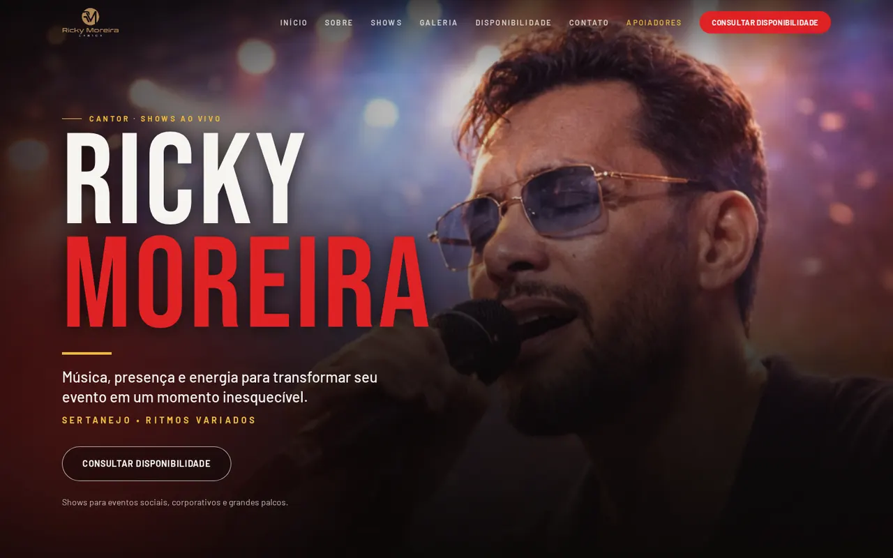 Captura da versão desktop do site Ricky Moreira